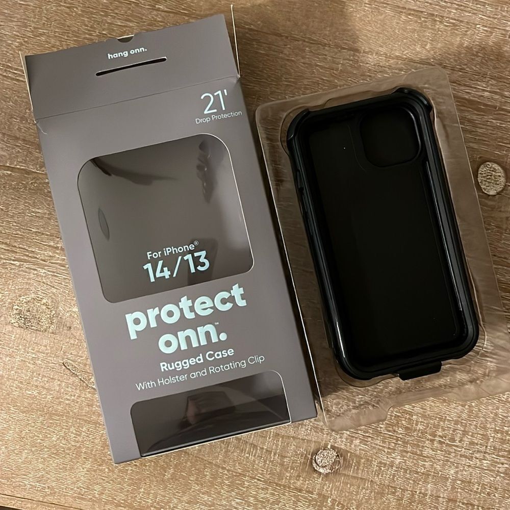 iPhone 14/13 Protect Onn. Rugged Case With Holster and Rotating Clip